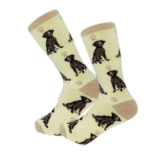 Happy Tails Socks by E&S Pets Unisex Novelty Crew Socks, German Shorthaired Pointer, 14-in