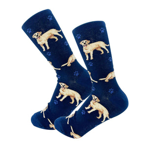 Happy Tails Socks by E&S Pets Unisex Novelty Crew Socks, Yellow Labrador, 14-in
