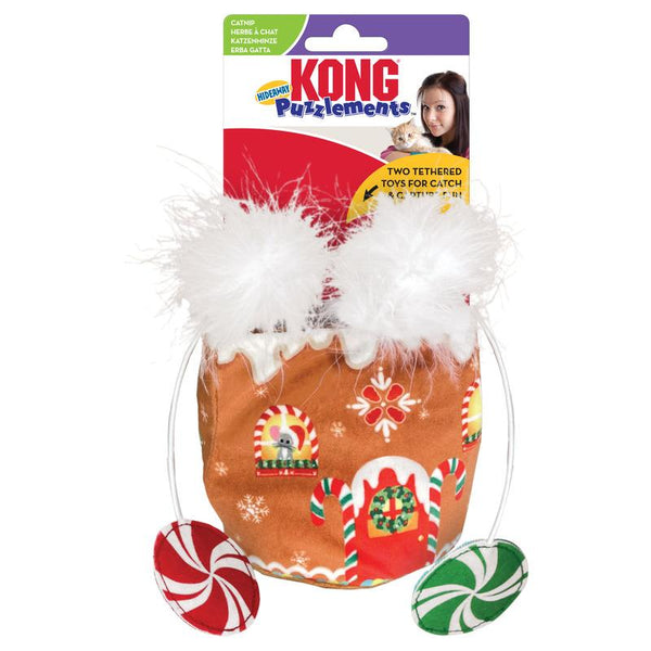 KONG Holiday Puzzlements Hideaway Gingerbread Cat Toy, One Size