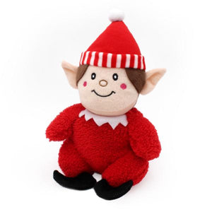 ZippyPaws Holiday Cheeky Chumz Elf Dog Toy, Red
