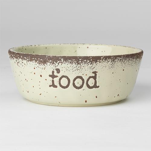 PetRageous Crockery FOOD Natural Speckled Pet Bowl, 6-in