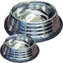 Nourish Stainless Steel Non-Tip with Etched Stripes Pet Bowl