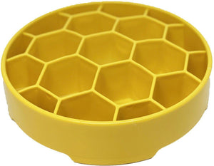 SodaPup eBowl Gamelle d’enrichissement à motif nid d’abeille pour chiens à alimentation lente, Jaune