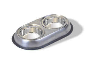 Van Ness Heavyweight Stainless Steel Double Dish for Cats & Small Dogs, Small