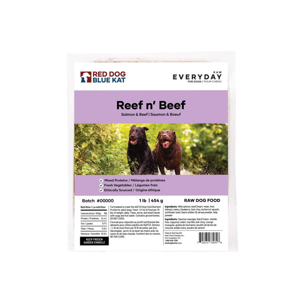 Red Dog Blue Kat Everyday Raw Reef n' Beef Beef & Salmon Frozen Dog Food