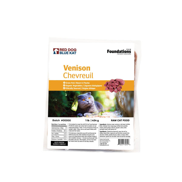Red Dog Blue Kat Foundations Raw Venison Frozen Cat Food