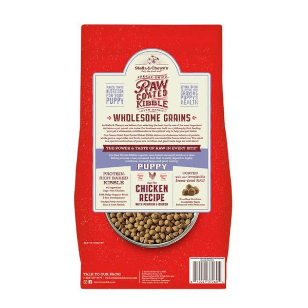 Stella & Chewy's Croquettes pour chiots au poulet et graines saines, enrobées de nourriture crue, avec citrouille et quinoa