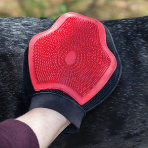 Shedrow K9 Gant de toilettage pour animaux, rouge/noir, taille unique