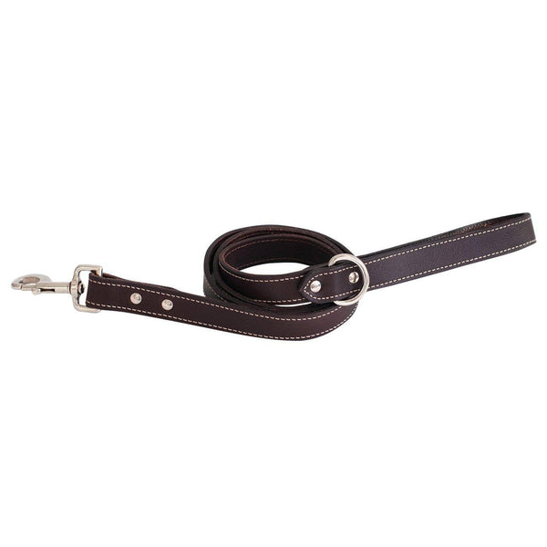 Shedrow K9 Richmond Top Stitch Leather Dog Leash, Brown