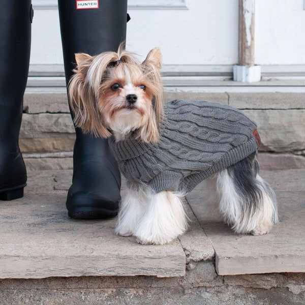 Shedrow K9 Brentwood Cable Knit Dog Sweater, Grey