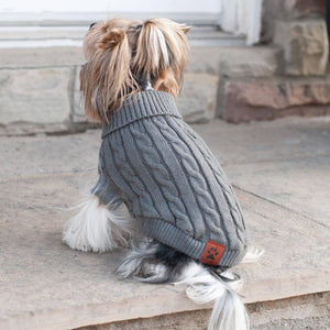 Shedrow K9 Brentwood Cable Knit Dog Sweater, Grey