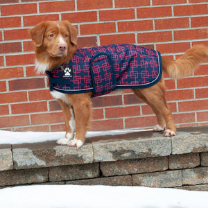 Shedrow K9 Manteau Glacier pour chien, Géométrique marine et rouge
