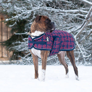 Shedrow K9 Manteau Glacier pour chien, Géométrique marine et rouge