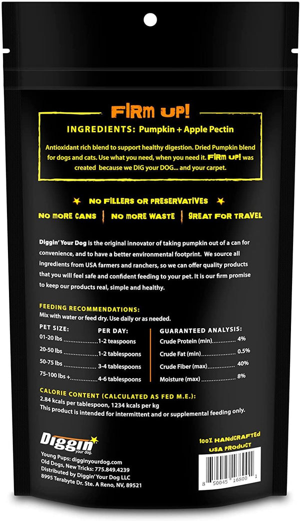 Diggin' Your Dog Firm Up! Pumpkin Digestive Aid Dog & Cat Supplement