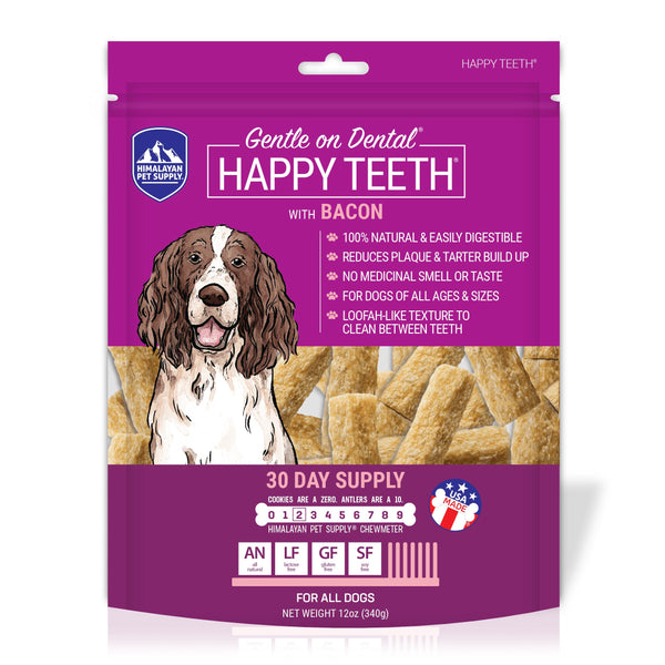Himalayan Pet Supply Happy Teeth Bacon Flavor 30-Day Dental Chew Dog Treats