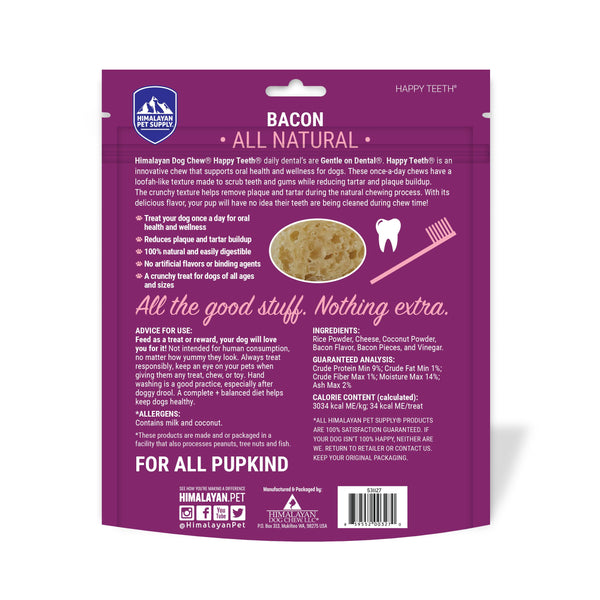 Himalayan Pet Supply Happy Teeth Bacon Flavor 30-Day Dental Chew Dog Treats