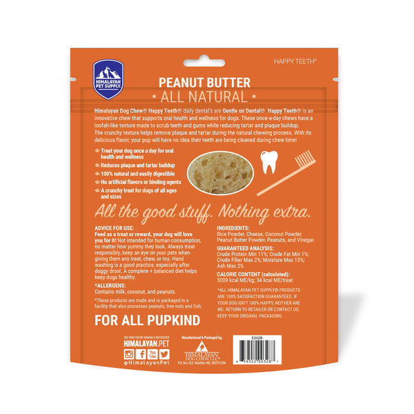 Himalayan Pet Supply Friandises dentaires Happy Teeth saveur beurre de cacahuète 30 jours