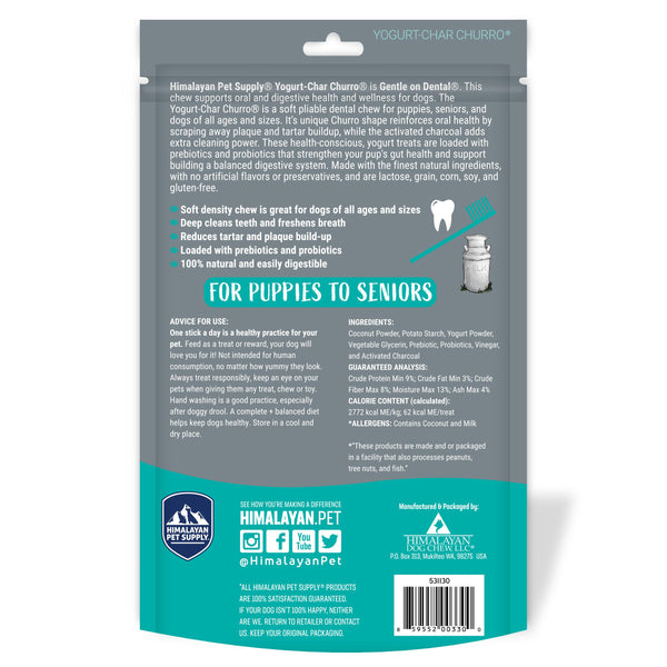 Himalayan Pet Supply Health & Wellness Yogurt-Charcoal Churro Dog Treats