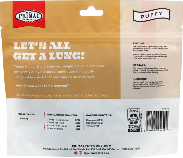Primal Let's All Get A Lung Lamb Dog Treats