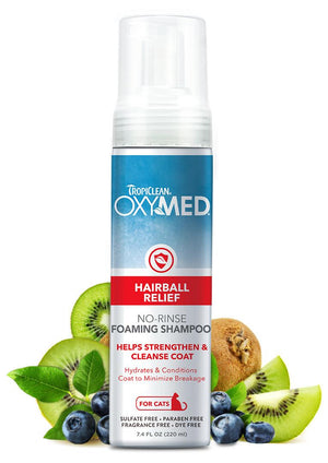 Tropiclean OxyMed Hairball Relief No-Rinse Foaming Shampoo for Cats