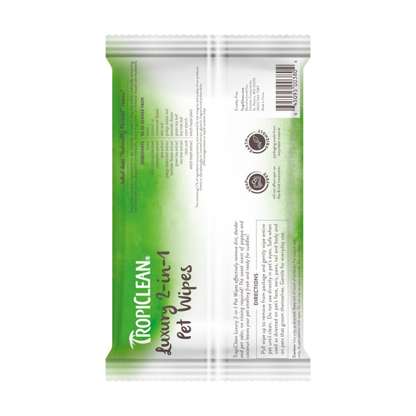 Tropiclean Papaya & Coconut Luxury 2-in-1 Pet Wipes