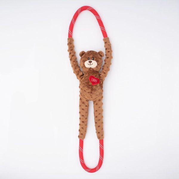 ZippyPaws Valentine's RopeTugz Bear Dog Toy