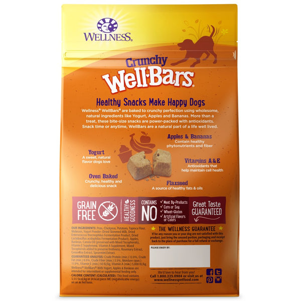 Wellness Crunchy WellBars Yogurt, Apples & Bananas Baked Grain-Free Dog Treats