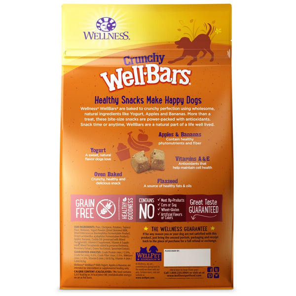 Wellness Crunchy WellBars Yogurt, Apples & Bananas Baked Grain-Free Dog Treats