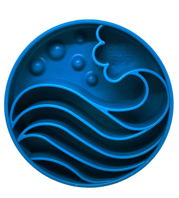 SodaPup ebowl Wave Enrichment Bowl Dog Slow Feeder, Blue