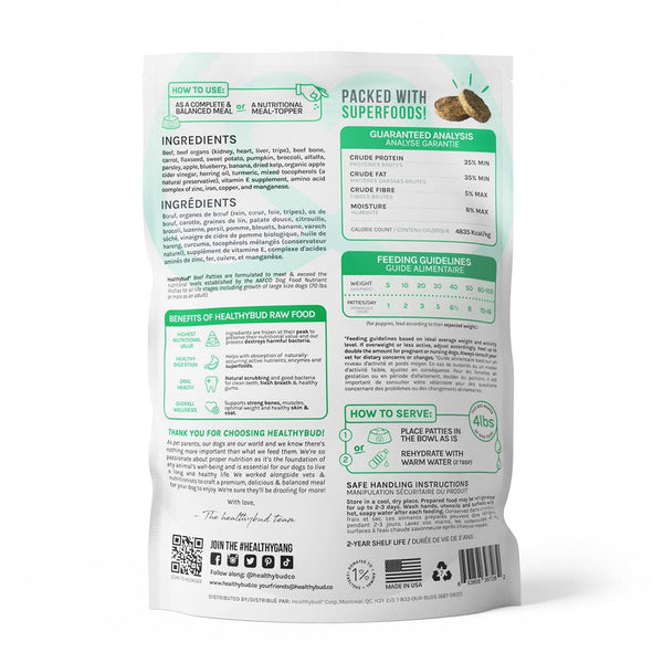 Healthybud Galettes dîner bœuf nourriture lyophilisée pour chiens