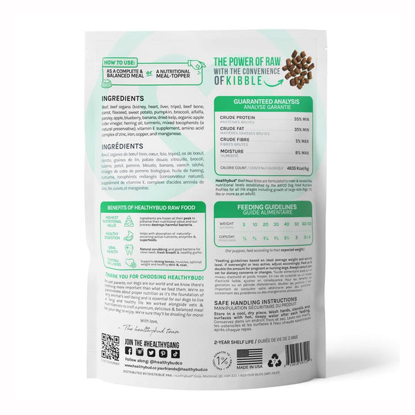 Healthybud Bouchées repas bœuf nourriture lyophilisée pour chiens