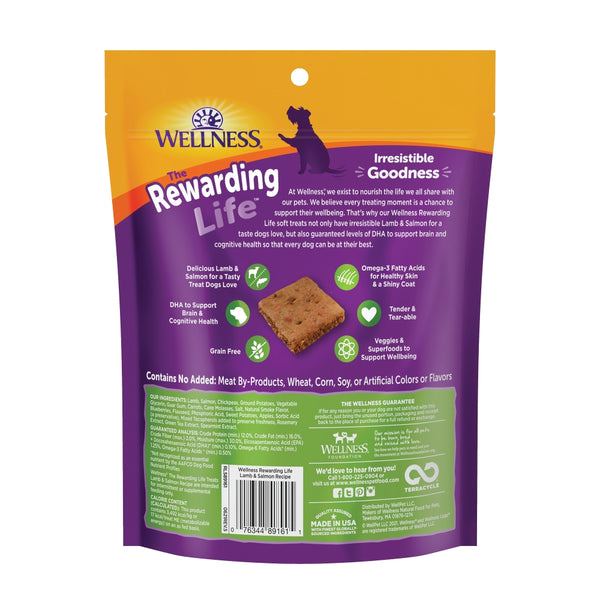Wellness Grain-Free The Rewarding Life Lamb & Salmon Soft & Chewy Dog Treats, 6-oz