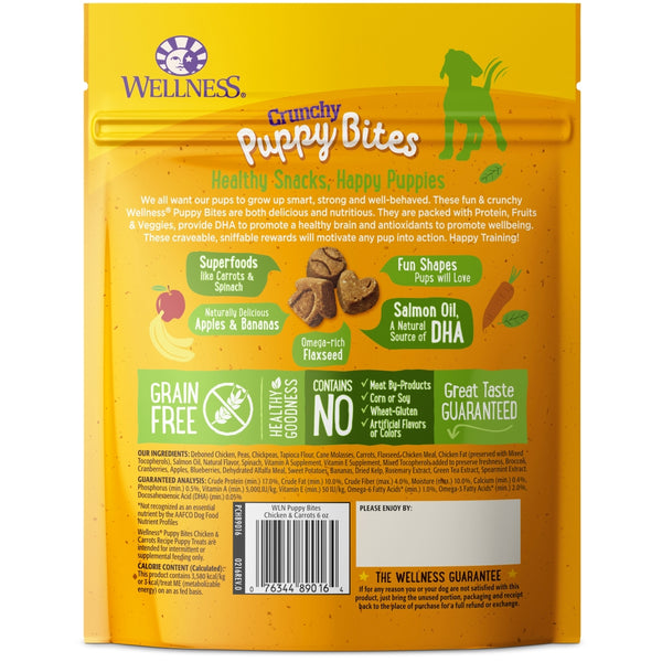 Wellness Friandises croquantes sans céréales pour chiots au poulet et aux carottes, 6 oz