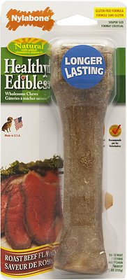 Nylabone Healthy Edibles Longer Lasting Roast Beef Flavor Dog Bone Treat