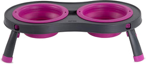 Dexas Double Elevated Pet Feeder, Fuchsia