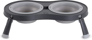 Dexas Double Elevated Pet Feeder, Light Gray