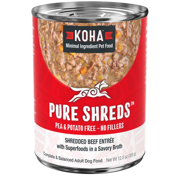 KOHA Pure Shreds Entrée de bœuf déchiqueté en conserve pour chien