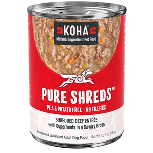 KOHA Pure Shreds Entrée de bœuf déchiqueté en conserve pour chien