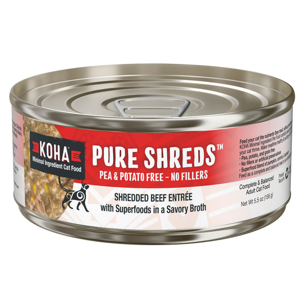 KOHA Pure Shreds Entrée de bœuf déchiqueté en conserve pour chat