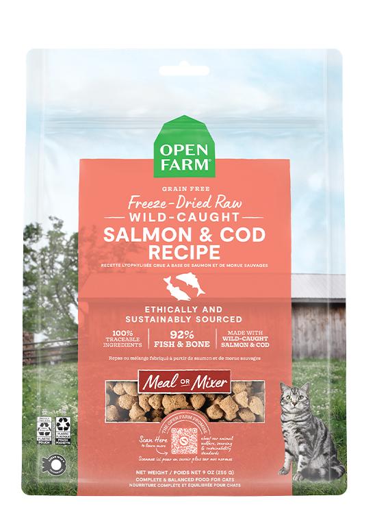 Open Farm Wild-Caught Salmon & Cod Morsels Raw Recipe Freeze-Dried Raw Cat Food