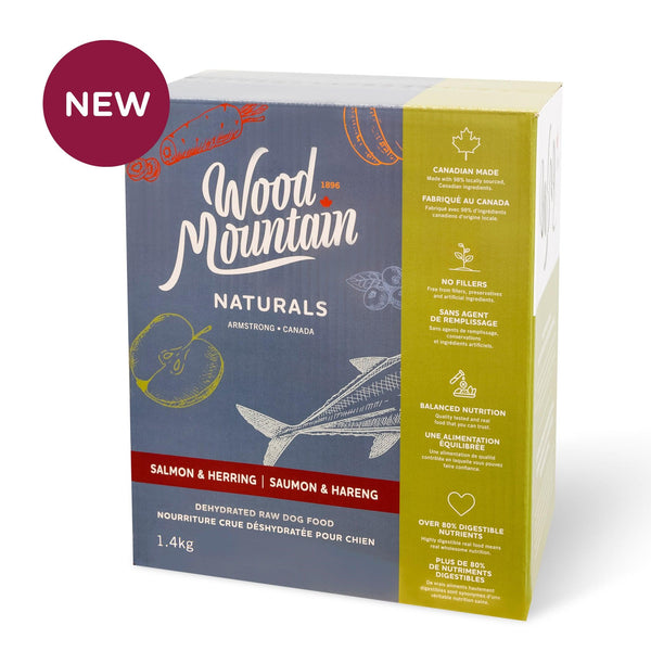 Wood Mountain Naturals Nourriture déshydratée pour chiens au saumon et hareng
