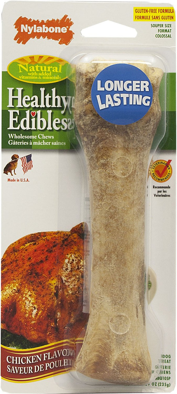 Nylabone Healthy Edibles Longer Lasting Chicken Flavor Dog Bone Treat