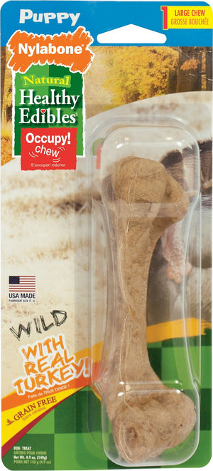 Nylabone Healthy Edibles Wild Turkey Puppy Treat Bone, 1-count