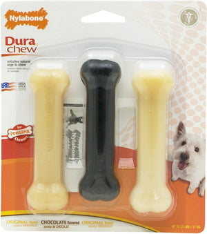 Nylabone DuraChew Value Pack Chocolate & Original Flavors Bone Dog Toys, Small, 4.5-in (3-pack)