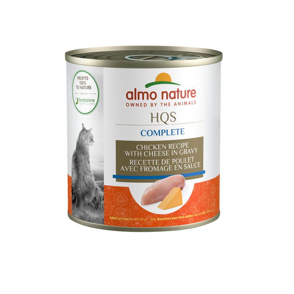 Almo Nature HQS Complete Chicken Recipe with Cheese in Gravy Wet Cat Food Can