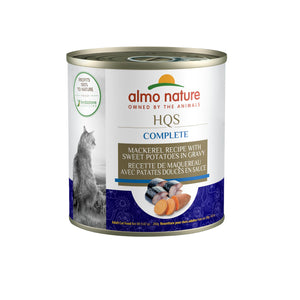 Almo Nature HQS Complete Mackerel Recipe with Sweet Potatoes in Gravy Wet Cat Food Can