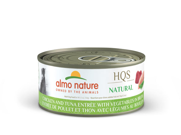 Almo Nature HQS Entrée naturelle de poulet et thon avec légumes en bouillon, pâtée pour chiens