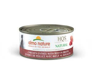 Almo Nature HQS Entrée naturelle de poulet avec bœuf en bouillon, pâtée pour chiens