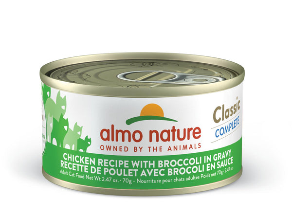 Almo Nature Classic Complete Chicken Recipe with Broccoli in Gravy Wet Cat Food Can