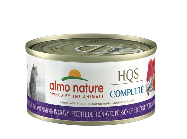 Almo Nature HQS Complete Tuna Recipe with Ocean Fish & Pumpkin in Gravy Wet Cat Food Can